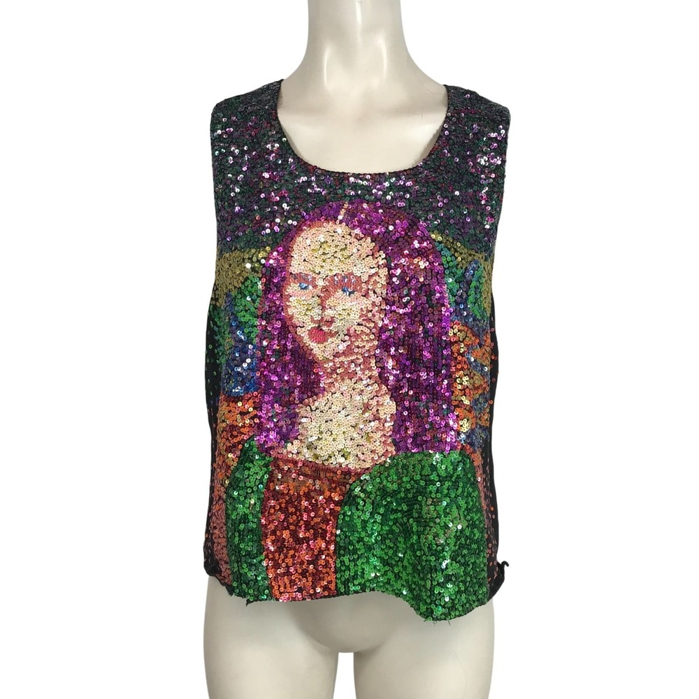 MICHAEL SIMON‎ - WOMEN'S XL -MULTICOLOR SEQUIN SLEEVELESS TOP MONA LISA TOP